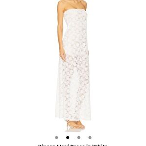 Strapless White Lace Maxi Dress